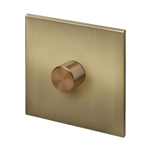 Retrotouch Aura BM15BB-D12B-LEDBZ 1 Gang LED Dimmer Switch - Brushed Brass with Bronze Knob