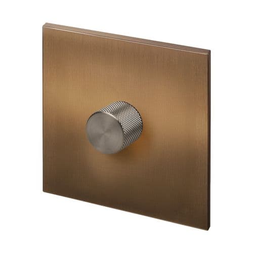 Retrotouch Aura BM15BZ-D12B-LEDBN 1 Gang LED Dimmer Switch - Brushed Bronze with Nickel Knob
