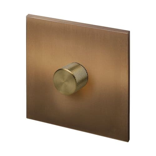 Retrotouch Aura BM15BZ-D12B-LEDBR 1 Gang LED Dimmer Switch - Brushed Bronze with Brass Knob