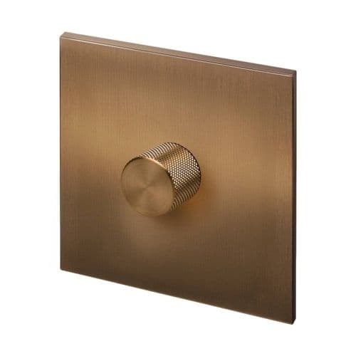 Retrotouch Aura BM15BZ-D12B-LEDBZ 1 Gang LED Dimmer Switch - Brushed Bronze with Bronze Knob