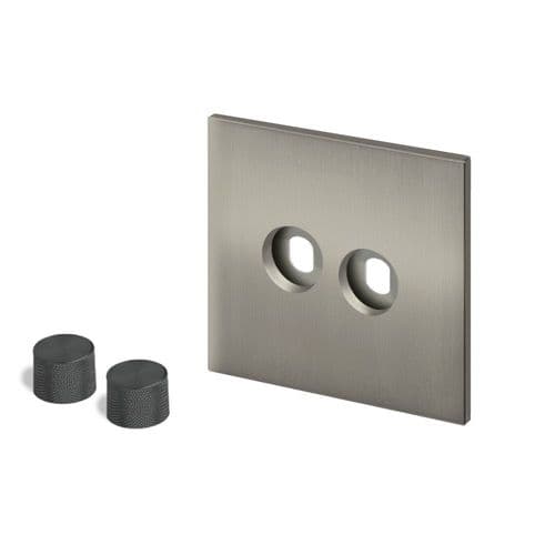 Retrotouch Aura BM16BN-D22B-B Dimmer Plate 2 Gang with Black Knobs - Brushed Nickel