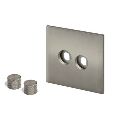Retrotouch Aura BM16BN-D22B-BN Dimmer Plate 2 Gang with Nickel Knobs - Brushed Nickel
