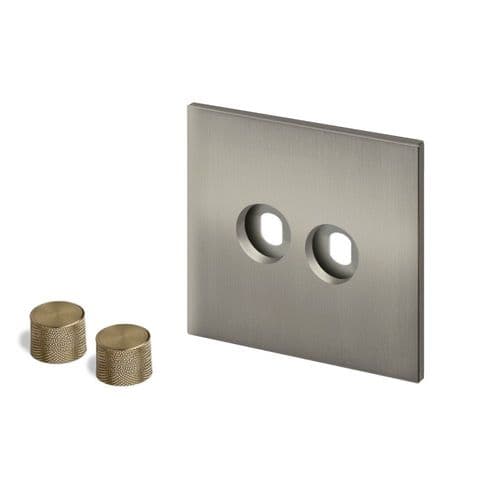Retrotouch Aura BM16BN-D22B-BR Dimmer Plate 2 Gang with Brass Knobs - Brushed Nickel
