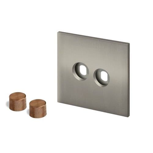 Retrotouch Aura BM16BN-D22B-BZ Dimmer Plate 2 Gang with Bronze Knobs - Brushed Nickel