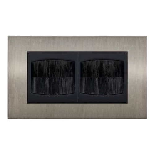 Retrotouch Aura BM23BN-BM2B 2 Gang Brush Plate Double - Brushed Nickel