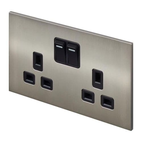 Retrotouch Aura BM24BN-SDSB 2 Gang Double Socket - Brushed Nickel
