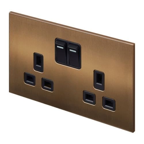 Retrotouch Aura BM24BZ-SDSB 2 Gang Double Socket - Brushed Bronze