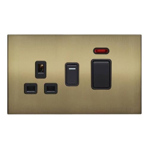 Retrotouch Aura BM26BB-SDCB Cooker Switch & Socket - Brushed Brass