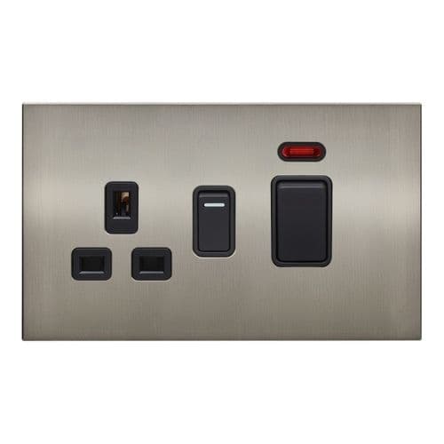 Retrotouch Aura BM26BN-SDCB Cooker Switch & Socket - Brushed Nickel