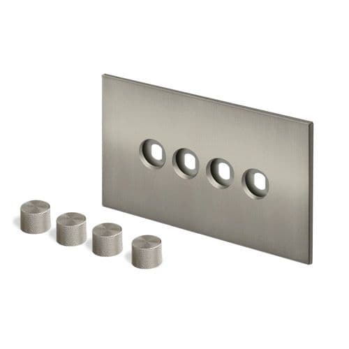 Retrotouch Aura BM29BN-D42B-BN Dimmer Plate 4 Gang with Nickel Knobs - Brushed Nickel