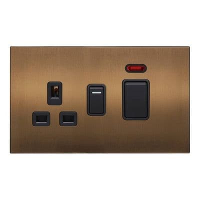 Retrotouch Aura Cooker Switch & Socket - Brushed Bronze BM26BZ-SDCB