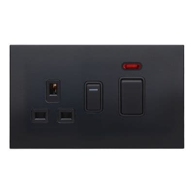 Retrotouch Aura Cooker Switch & Socket - Matt Black MM26MB-SDCB