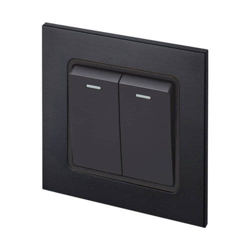 Retrotouch Aura MM11MB-R2RB 2 Gang 1 Way Retractive Switch - Matt Black