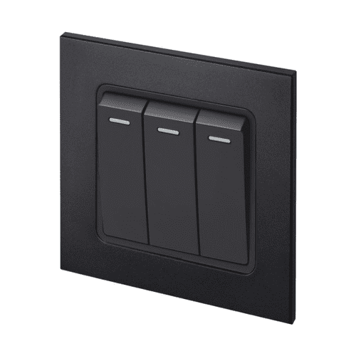 Retrotouch Aura MM11MB-R32B 3 Gang Rocker Light Switch - Matt Black