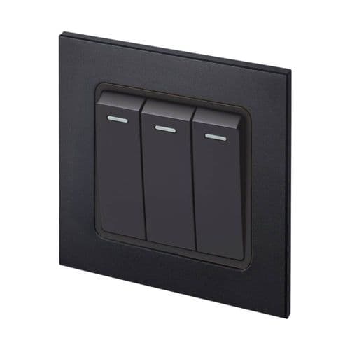 Retrotouch Aura MM11MB-R3RB 3 Gang 1 Way Retractive Switch - Matt Black