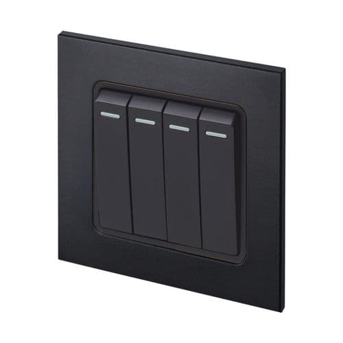 Retrotouch Aura MM11MB-R42B 4 Gang Rocker Light Switch  - Matt Black