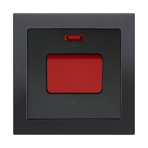 Retrotouch Aura MM12MB-R45B 1 Gang 45A Cooker Switch with Neon - Matt Black