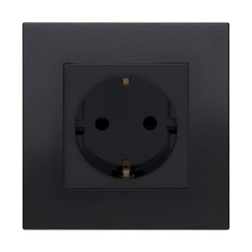 Retrotouch Aura MM13MB-SCHB 1 Gang Single Shuko Socket - Matt Black