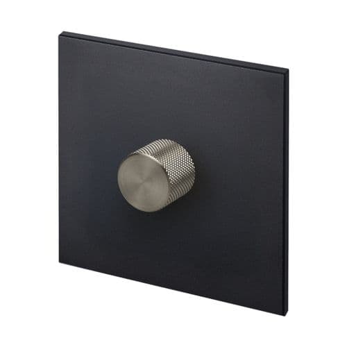 Retrotouch Aura MM15MB-D12B-LEDBN 1 Gang LED Dimmer Switch - Matt Black with Nickel Knob