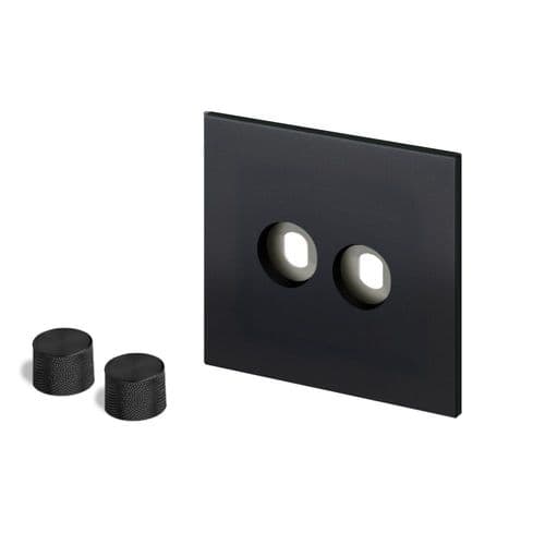 Retrotouch Aura MM16MB-D22B-B Dimmer Plate 2 Gang with Black Knobs - Matt Black