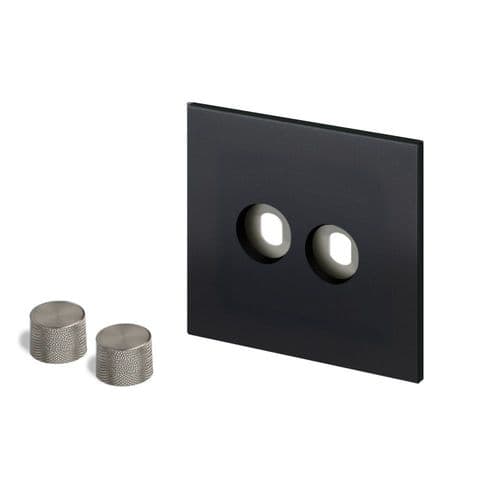 Retrotouch Aura MM16MB-D22B-BN Dimmer Plate 2 Gang with Nickel Knobs - Matt Black