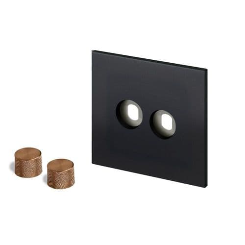 Retrotouch Aura MM16MB-D22B-BZ Dimmer Plate 2 Gang with Bronze Knobs - Matt Black