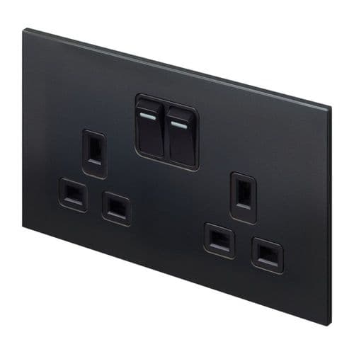 Retrotouch Aura MM24MB-SDSB 2 Gang Double Socket - Matt Black