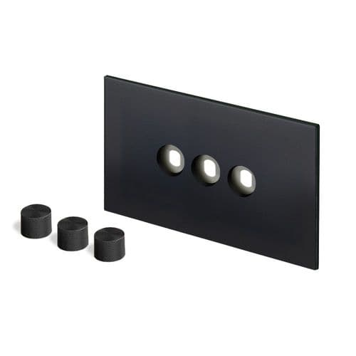 Retrotouch Aura MM28MB-D32B-B Dimmer Plate 3 Gang with Black Knobs - Matt Black