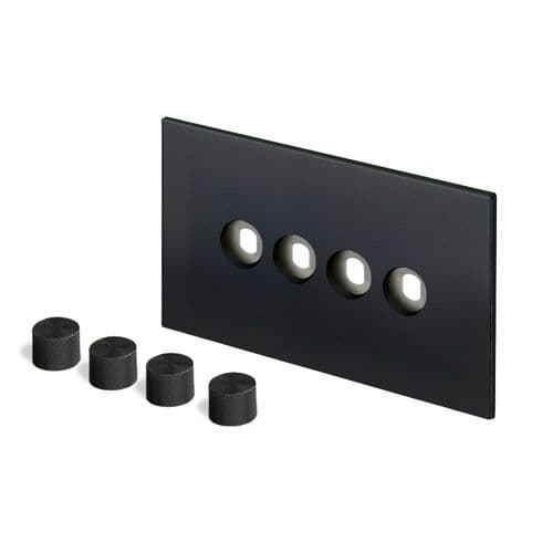 Retrotouch Aura MM29MB-D42B-B Dimmer Plate 4 Gang with Black Knobs - Matt Black