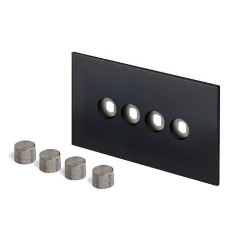 Retrotouch Aura MM29MB-D42B-BN Dimmer Plate 4 Gang with Nickel Knobs - Matt Black