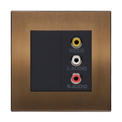 Retrotouch Aura Triple RCA Socket - Brushed Bronze BM13BZ-VCAB