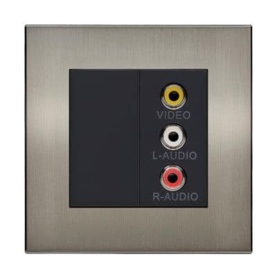 Retrotouch Aura Triple RCA Socket - Brushed Nickel BM13BN-VCAB