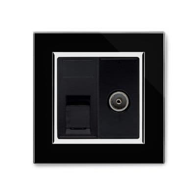 RetroTouch Cat 6/TV Socket Black Glass CT 04241