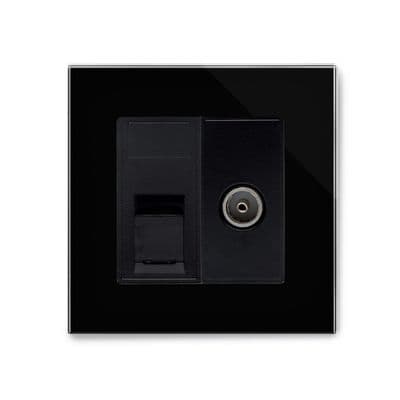 RetroTouch Cat 6/TV Socket Black Glass PG 04239