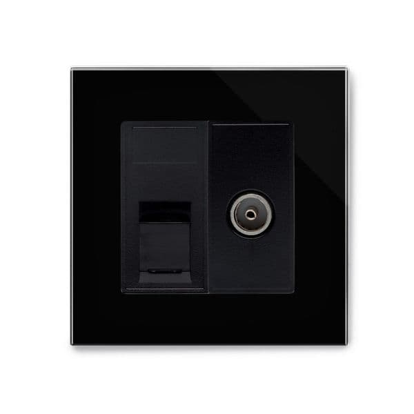 RetroTouch Cat 6/TV Socket Black Glass PG 04239