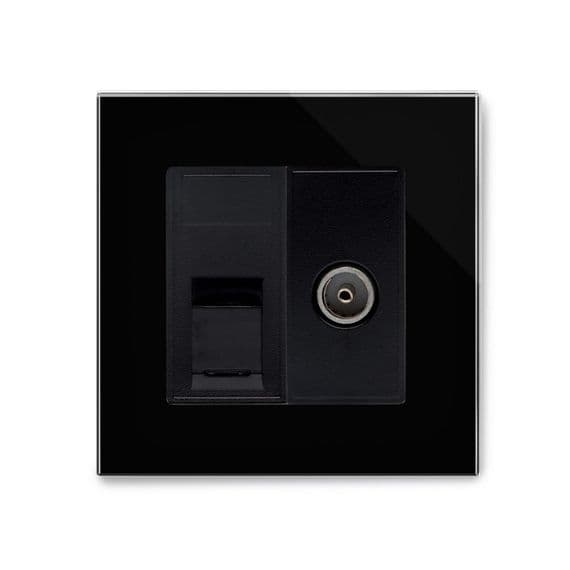 RetroTouch Cat 6/TV Socket Black Glass PG 04239