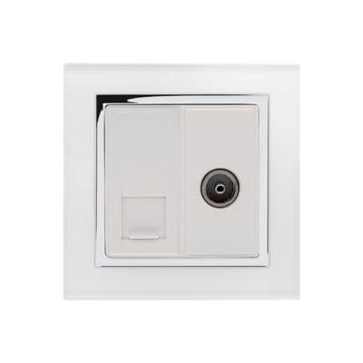 RetroTouch Cat 6/TV Socket White Glass CT 04240