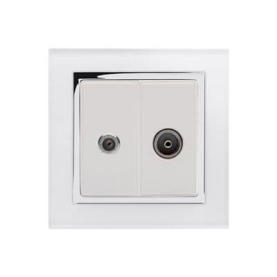 RetroTouch Crystal Satellite/TV Socket White Glass CT 04846