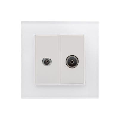 RetroTouch Crystal Satellite/TV Socket White Glass PG 04845