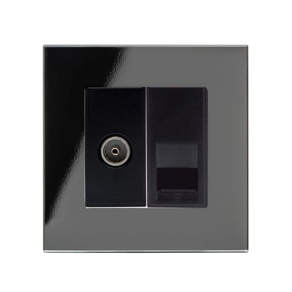 RetroTouch Crystal TV/BT Master Tel Socket Black Glass PG 04074
