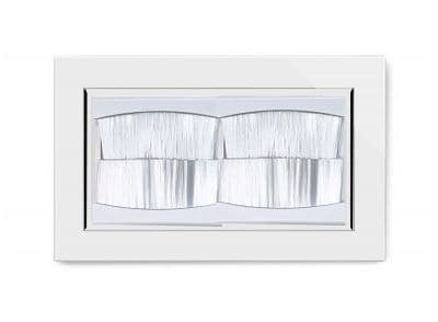 RetroTouch Double Brush Outlet Socket White Glass CT 04111