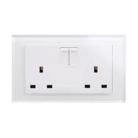 RetroTouch Double Switched Plug Socket 13A White Glass PG 00660