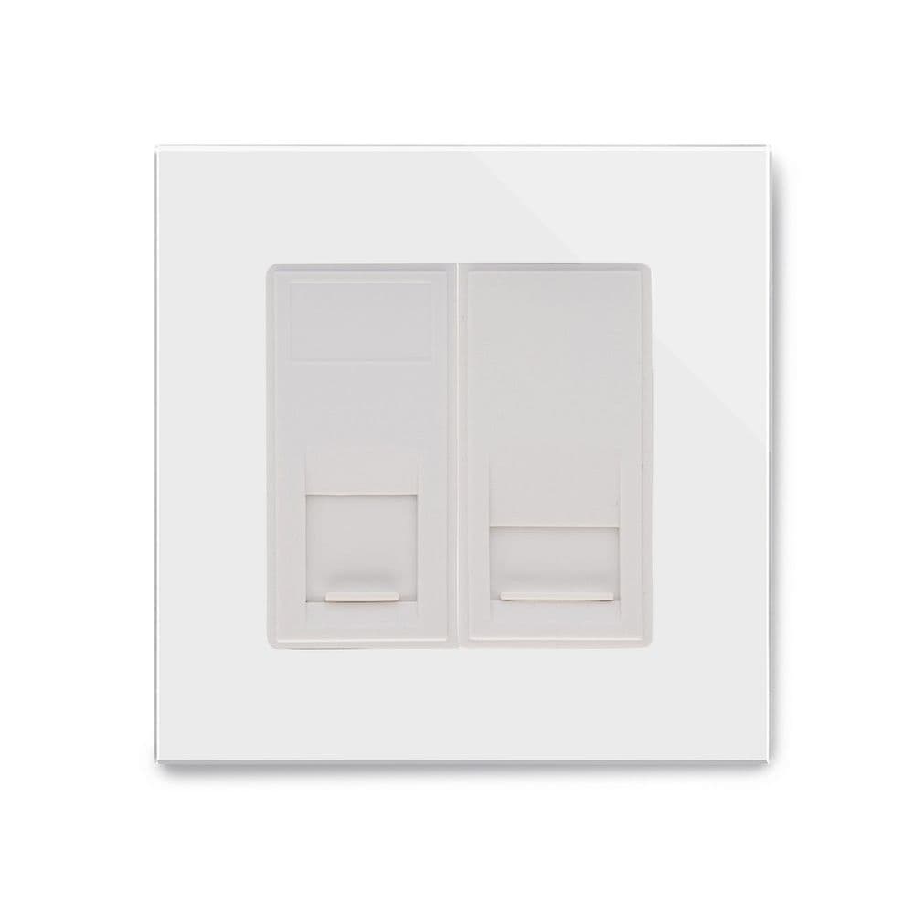 RetroTouch Dual Cat 5E/RJ11 Socket White Glass PG 00336