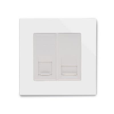 RetroTouch Dual Cat 5E/RJ11 Socket White Glass PG 00336