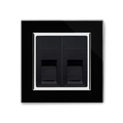 RetroTouch Dual RJ11 Phone Socket Black Glass CT 00306