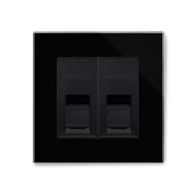 RetroTouch Dual RJ45 Cat 5E Data Socket Black Glass PG 00328