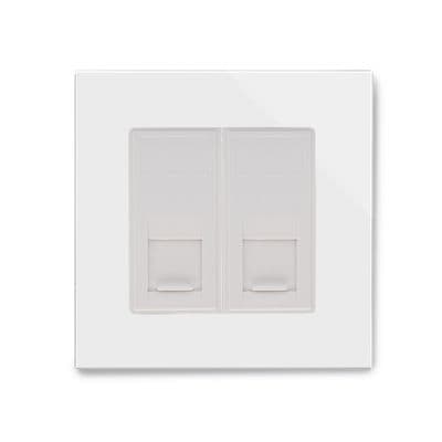 RetroTouch Dual RJ45 Cat 5E Data Socket White Glass PG 00327