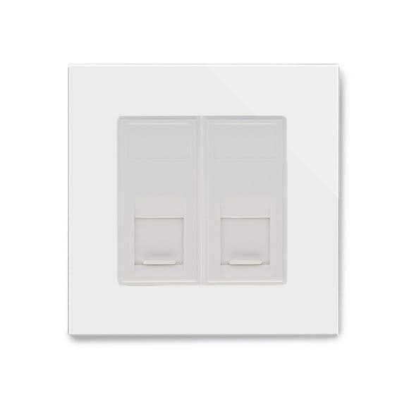 RetroTouch Dual RJ45 Cat 5E Data Socket White Glass PG 00327
