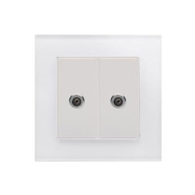 RetroTouch Dual Satellite F Type Socket White Glass PG 00354