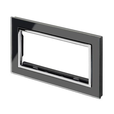 RetroTouch Euro Data Plate Double (4 Module Space) Black Glass CT 00178